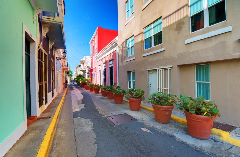 Alley in the old city of San Juan, Puerto Rico.