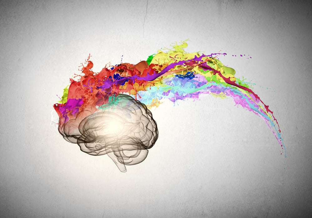 Conceptual image of human brain in colorful splashes-1