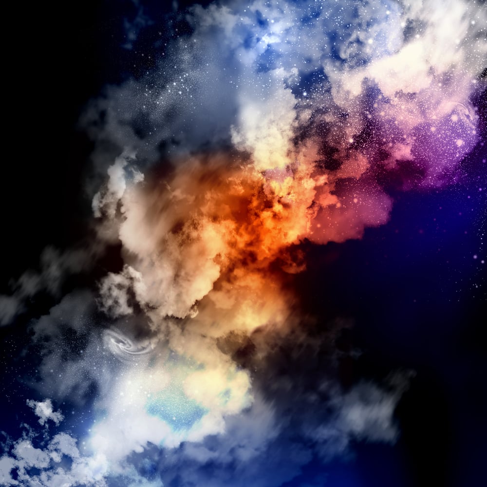 Cosmic clouds of mist on bright colorful backgrounds