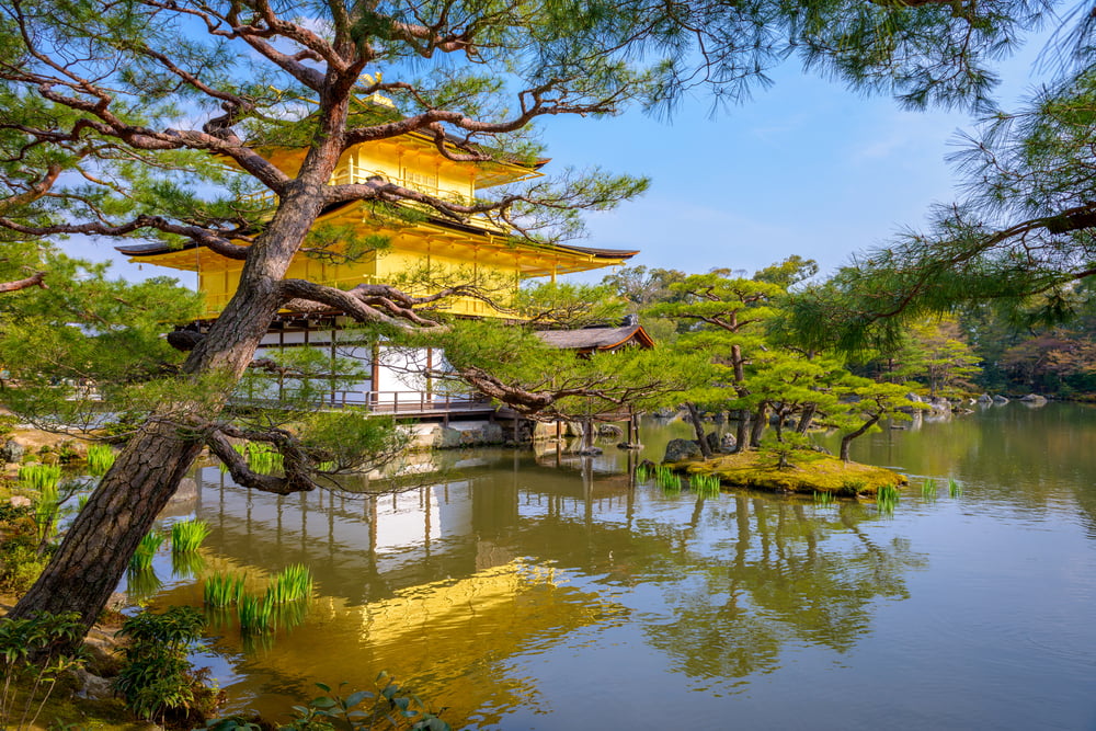 Kyoto, Japan at the Temple of the Golden Pavilion.