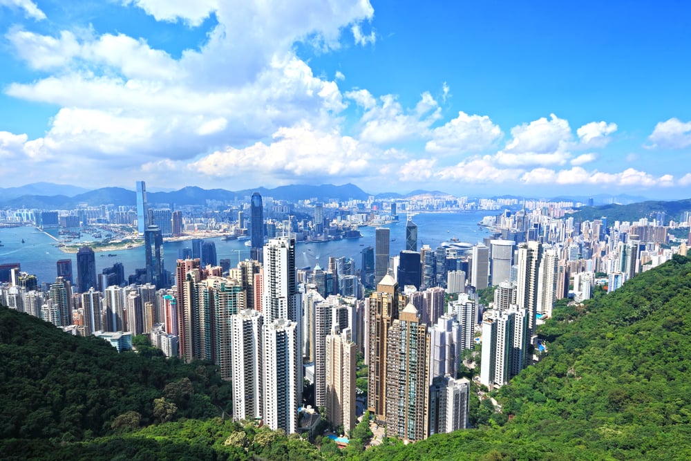 Skyline of Hong Kong City from the Peak