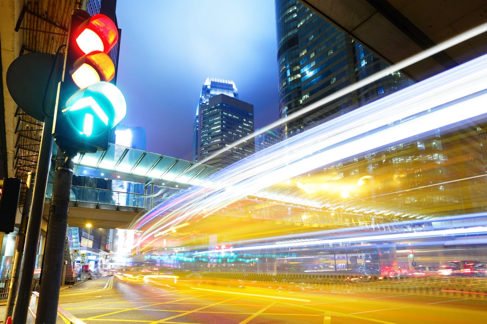 Traffic light in the city