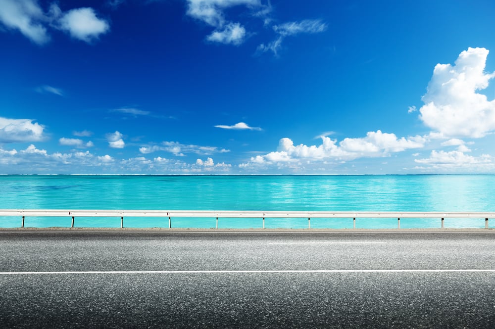 asphalt road and sea-2