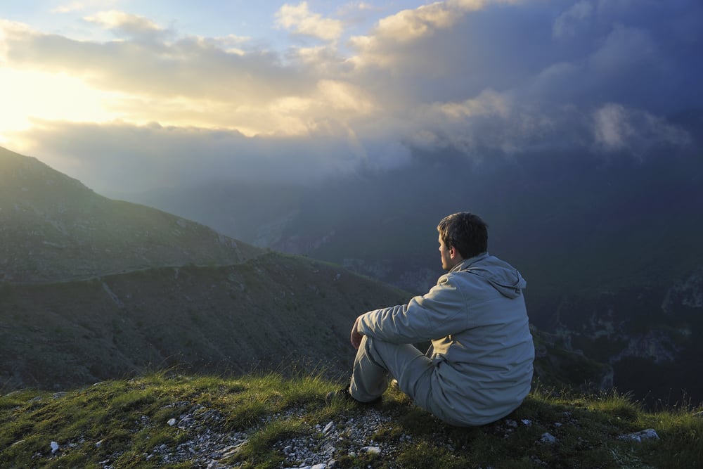 healthy young man practice yoga in height mountain at early morning and sunrise-1