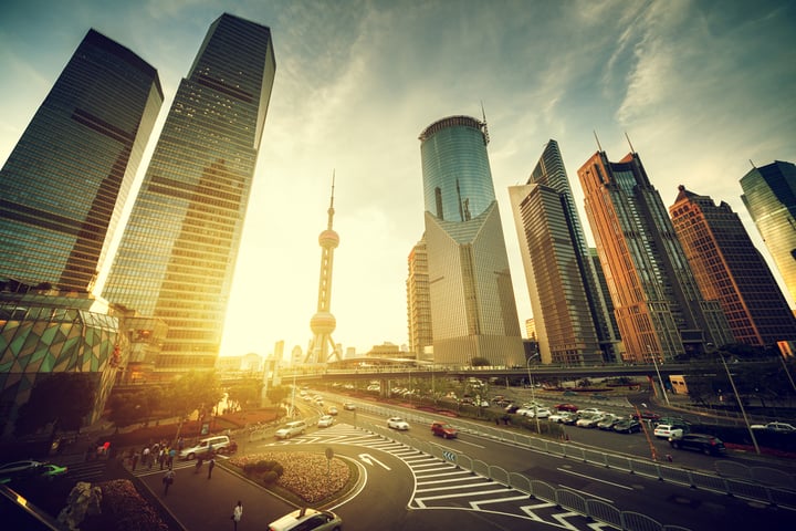 road in Shanghai lujiazui financial center, China