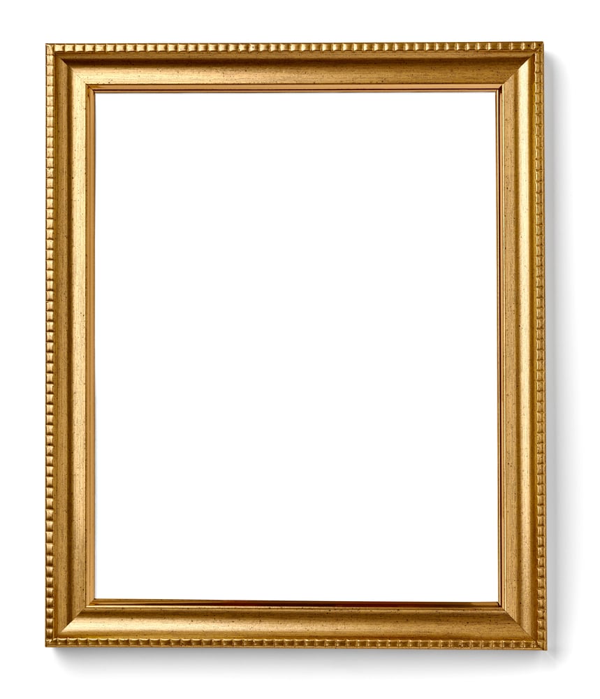 wooden frame for painting or picture on white background with clipping path